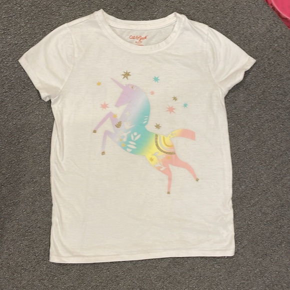 Lot of 2 Cat & Jack short sleeved glitter graphic tee in size 7/8 - Picture 7 of 10